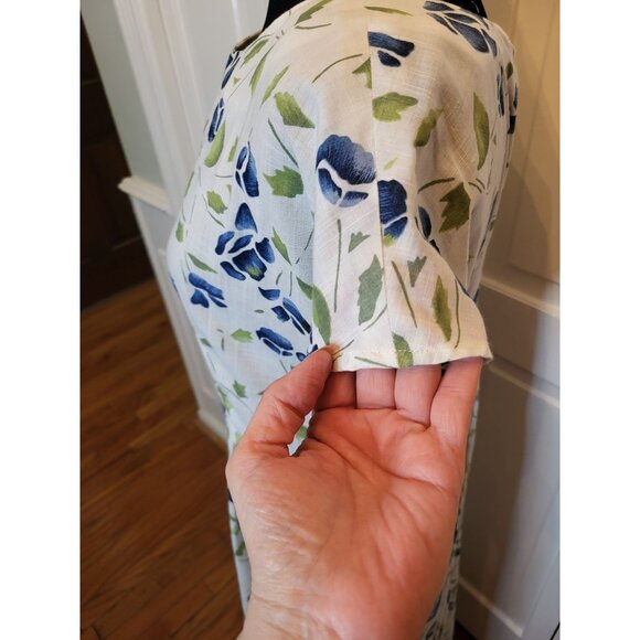 Vintage 90s Custom Made Corset White/Blue Watercolor Print Midi S Cottage Fairy - Picture 5 of 9